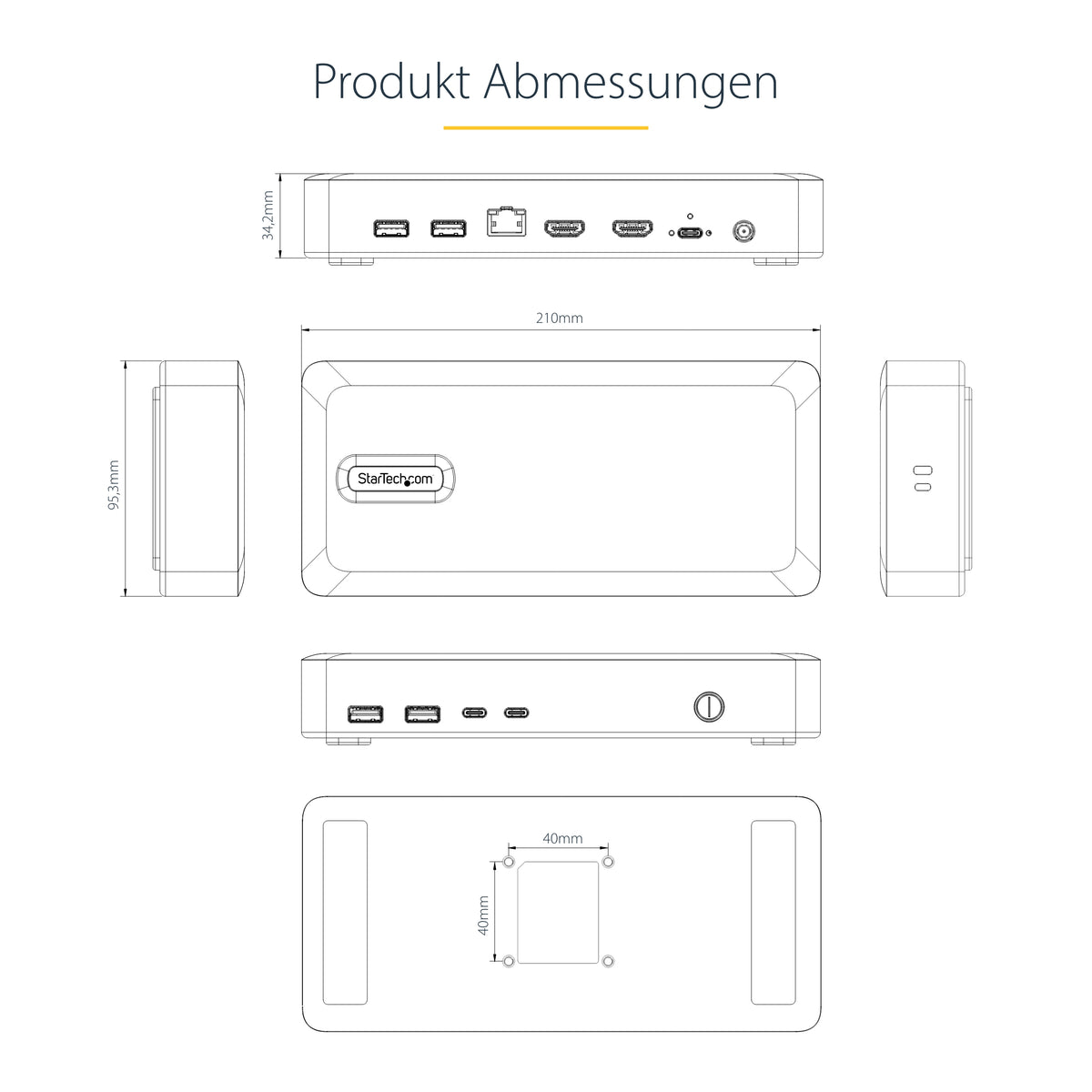 StarTech.com USB4-Dockingstation für zwei Monitore, Dual 4K mit 120Hz oder 8K mit 60Hz über HDMI, 100W Laptop-Ladung, 2,5GbE, USB-C Multi-Monitor-Dock, treiberlos
