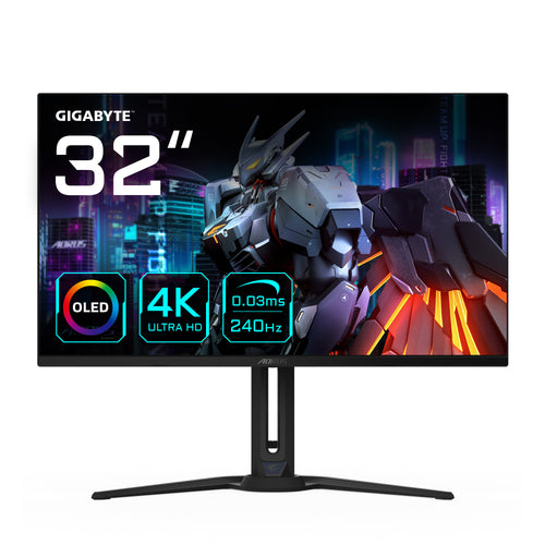 GIGABYTE AORUS FO32U2 32” OLED Gaming Monitor - 3840 x 2160 (UHD), 240Hz, 0,03ms, KVM, 250 cd/m², FreeSync Premium Pro, DisplayHDR True Black 400, HDMI 2.1