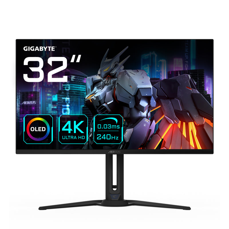 GIGABYTE AORUS FO32U2 32” OLED Gaming Monitor - 3840 x 2160 (UHD), 240Hz, 0,03ms, KVM, 250 cd/m², FreeSync Premium Pro, DisplayHDR True Black 400, HDMI 2.1