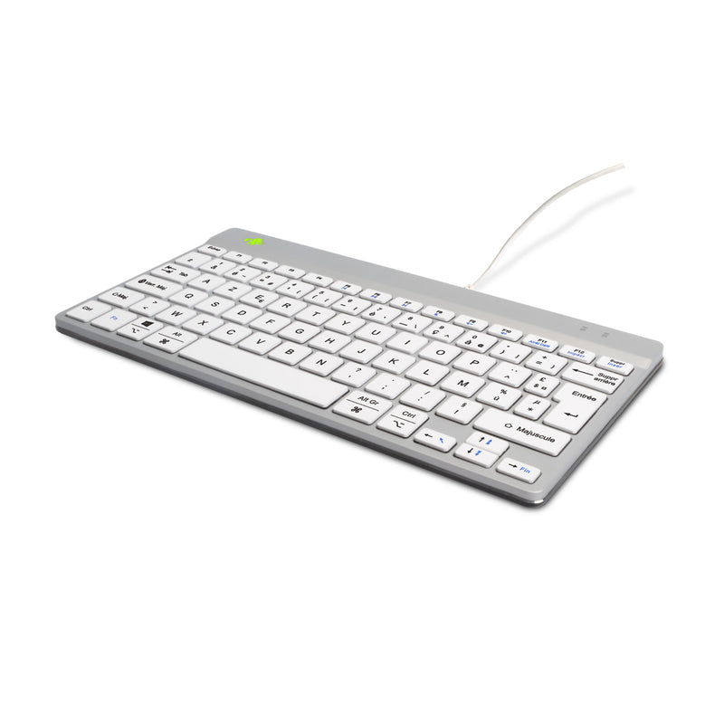 R-Go Tools Ergonomische Tastatur R-Go Compact Break, kompakte Tastatur mit Pausensoftware, AZERTY (FR), Kabelgebunden, Weiß