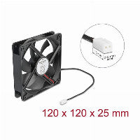 Ventilateur axial Delock 5 V CC, 120 x 120 x 25 mm noir