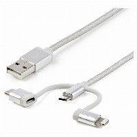 StarTech STARTECH.COM USB Lightning Kabel - USB-C Micro-B Laddekabel - 1m - geflochten - Silber - USB auf Lightning Kabel - USB zu USB C