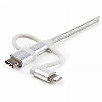 StarTech STARTECH.COM USB Lightning Kabel - USB-C Micro-B Laddekabel - 1m - geflochten - Silber - USB auf Lightning Kabel - USB zu USB C – Ansicht 4