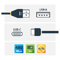 StarTech STARTECH.COM 6ft 2m USB A to C Charging Cable Right Angle Heavy Duty Fast Charge USB-C Cable Durable and Rugged Aramid Fiber 3A – Ansicht 2