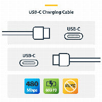 StarTech STARTECH.COM 3m USB-C Schnellladekabel USBC Kabel USB 2.0 Typ-C Laptop Ladekabel 60W Power Delivery USB-C auf USB-C Weiss – Ansicht 5