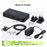 StarTech STARTECH.COM 4-Port USB-A Hub 5Gbps Eigenstromversorgung 2-in-1 USB-C & USB-A Hostkabel 1x BC 1.2 Ladeport inkl. 24W Netzadapter – Ansicht 4
