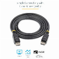 StarTech StarTech 2m Certified DisplayPort 1.2 Cable with Latches M/M - DisplayPort 4k with HBR2 support - High Resolution DP to DP Cable – Ansicht 3