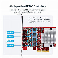 StarTech StarTech 4-Port USB Type-C PCIe Card, USB-C 10Gb, 4x Controllers, TAA – Ansicht 3