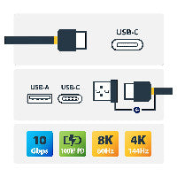 StarTech StarTech 1m USB-C Kabel mit USB-A Adapter Dongle - Hybrid 2-in-1 USB-C Kabel mit USB-A - USB-C auf USB-C (10Gbit/s - 100W PD) – Ansicht 2