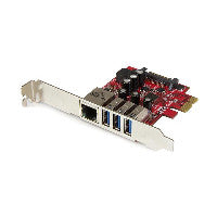 StarTech STARTECH.COM 3 Port PCI Express USB 3.0 Karte mit Gigabit Ethernet 3-fach PCIe