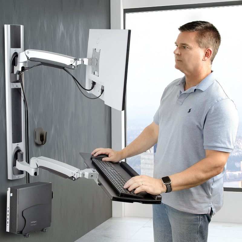 StarTech.com Workstation Wandhalterung, VESA-Halterung für 32" Monitor (10kg), Schwenkbare Monitorhalterung mit Tastaturarm
