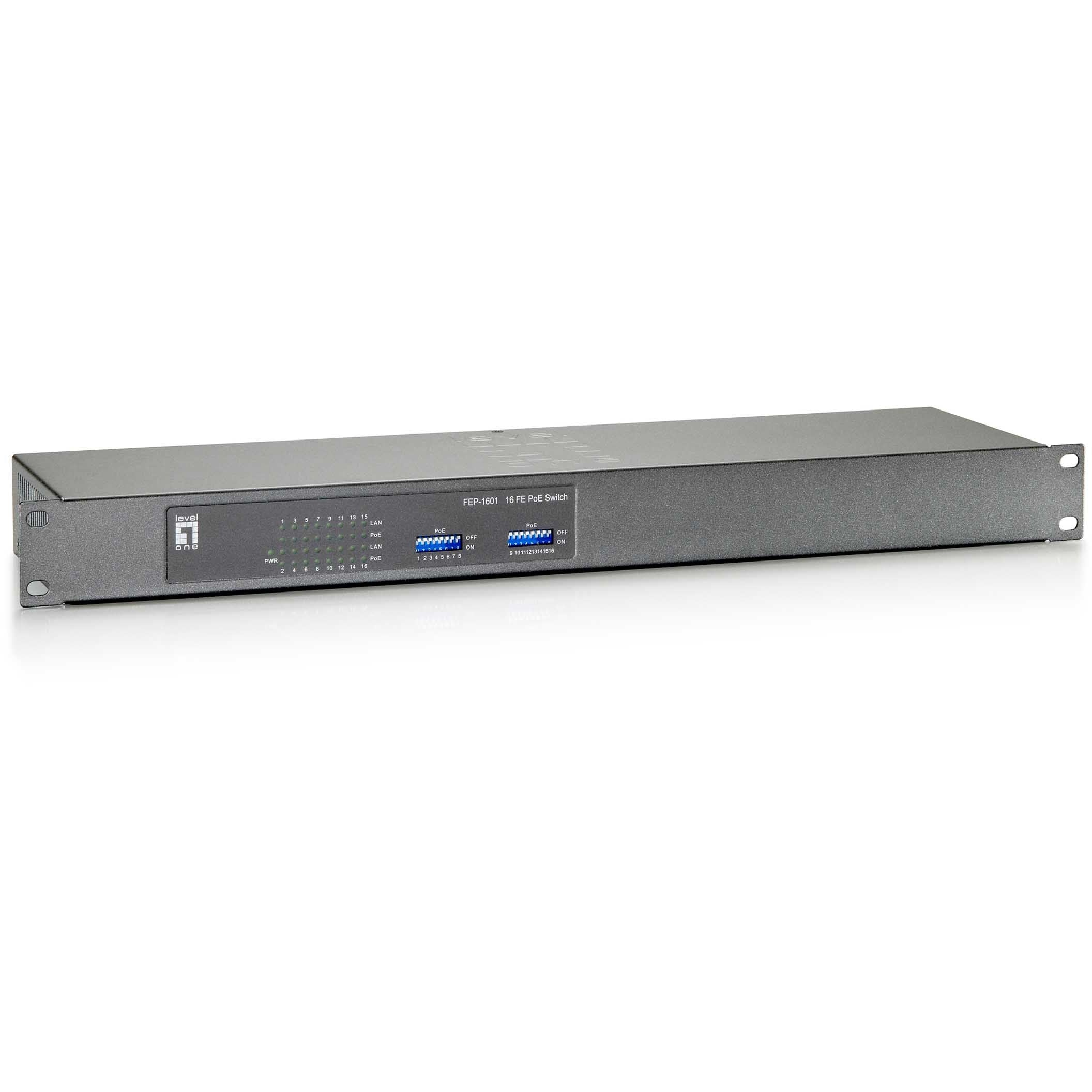 Switch 16x FE FEP-1601 19" 250W 16xPoE