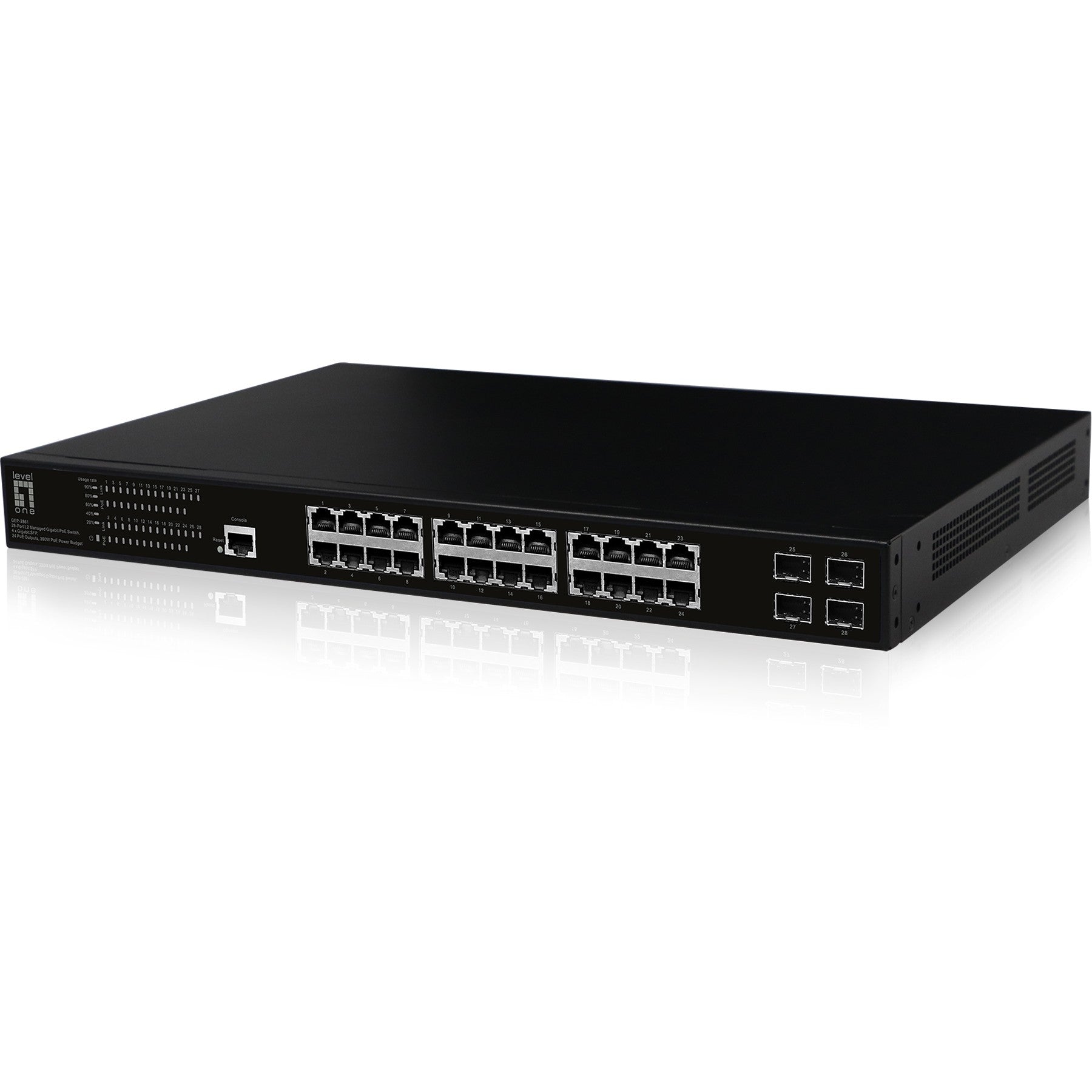Switch 28xPort GEP-2861 4xGSFP 19" 390W 24xPoE+