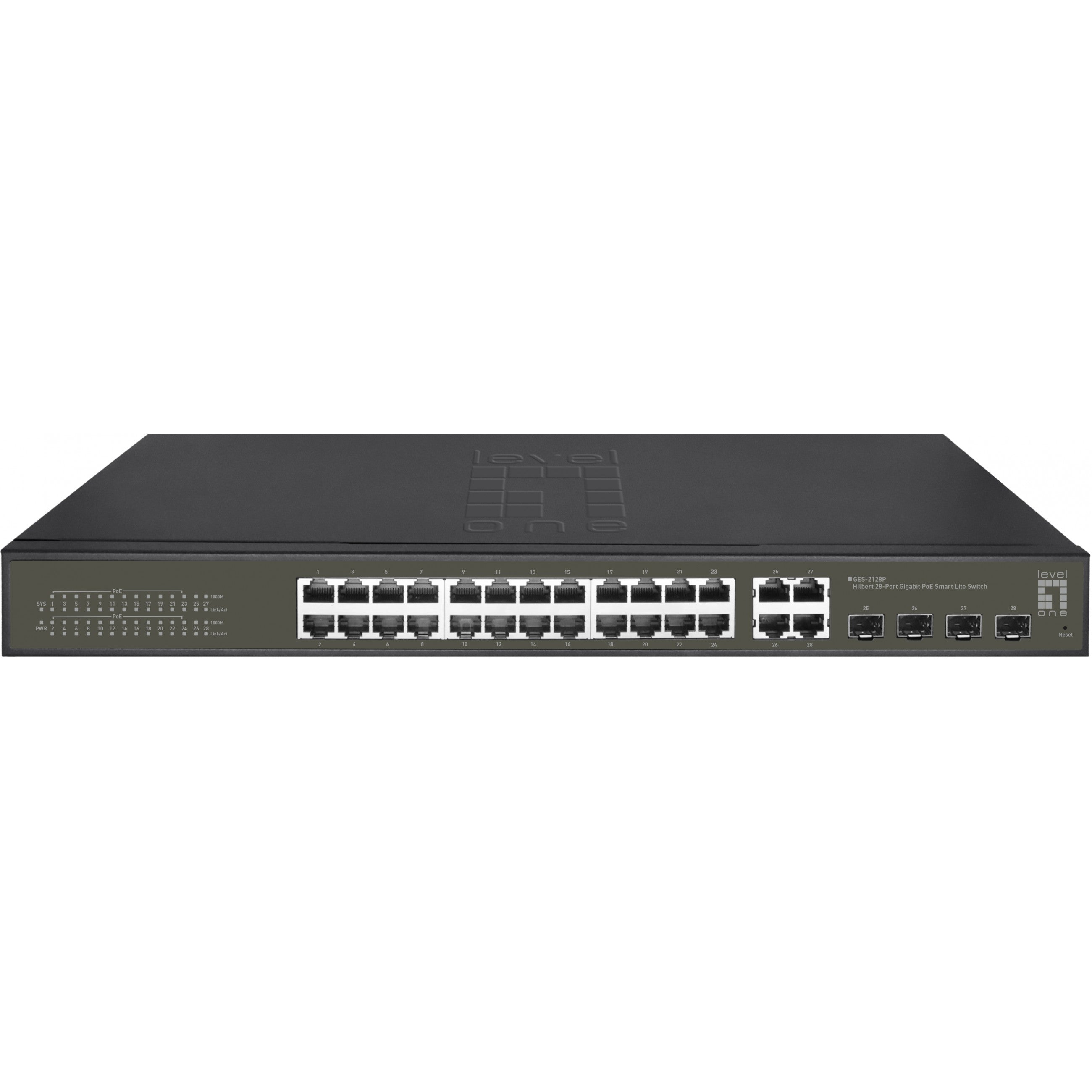Switch 24x GE GES-2128P 4xGSFP 19" 380W 24xPoE+
