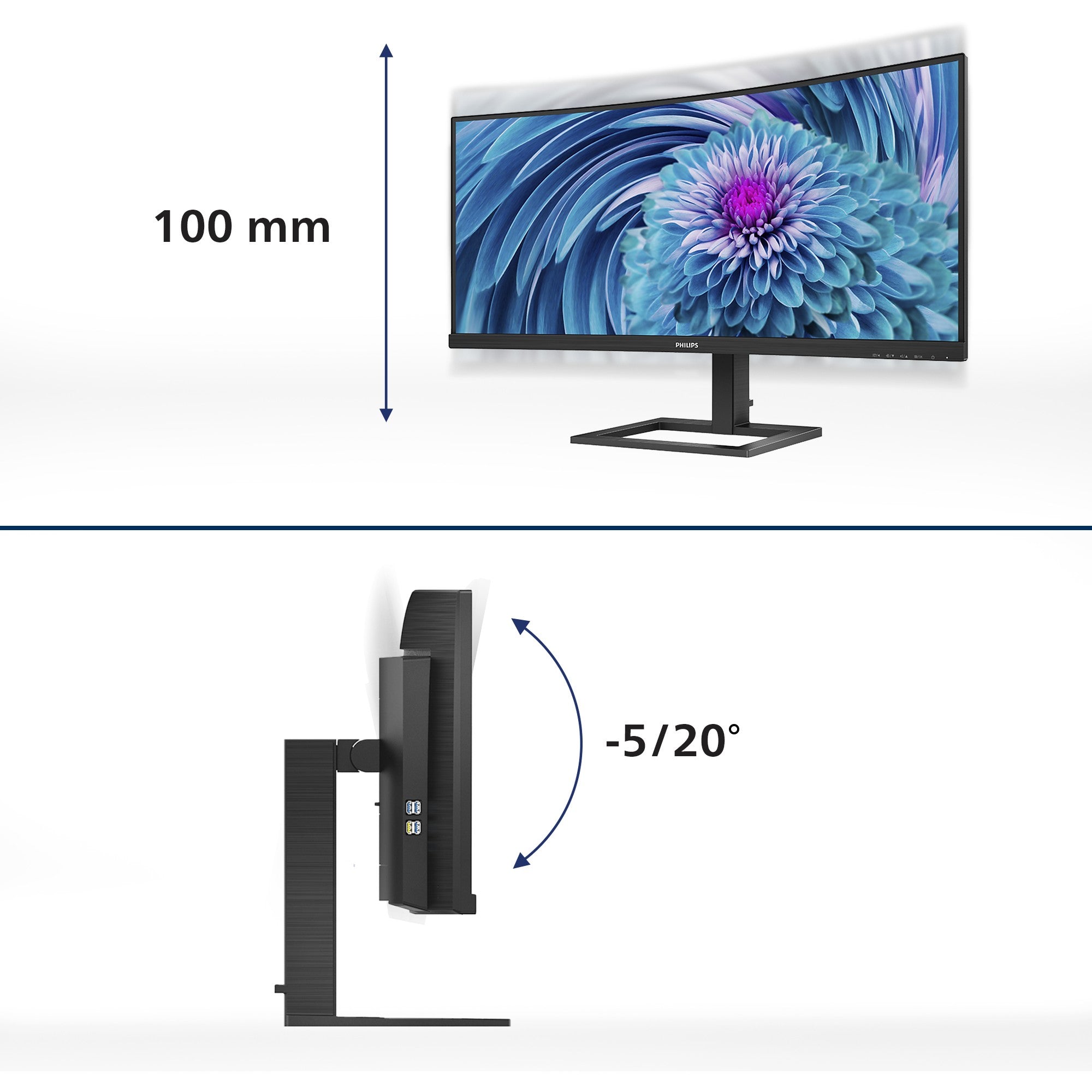 Philips 86.4cm (34.0") 346E2CUAE 21:09 HDMI+DP+USB-C VA
