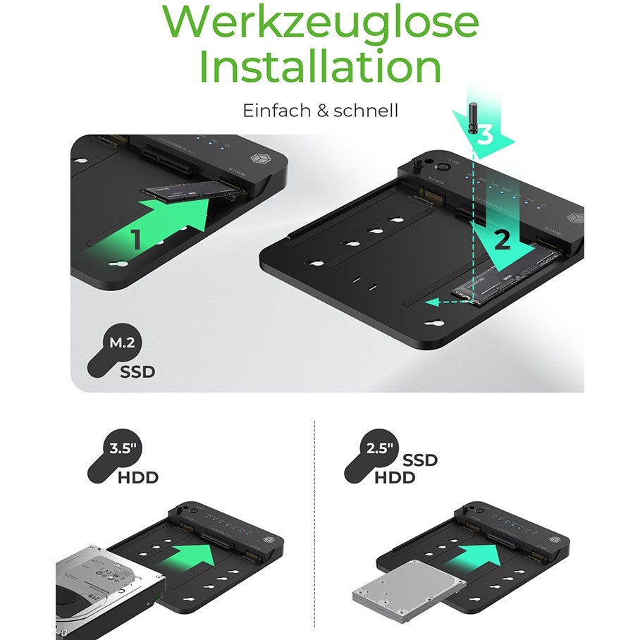 ICY BOX Dockingstation 6.4cm (2.5) & SATA & M.2 NVMe - USB 3.2