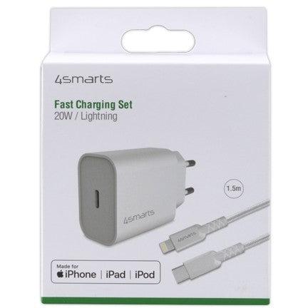 4smarts Schnelllade-Set 20W mit 1.5m Lightning Kabel f. iPhone