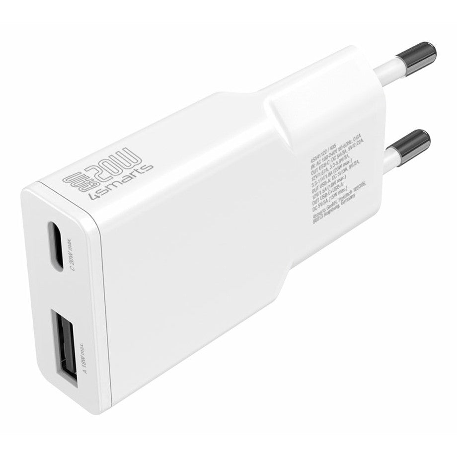 4smarts Netzladegert PDPlug Duos Slim 20W GaN USB-C/A. wei