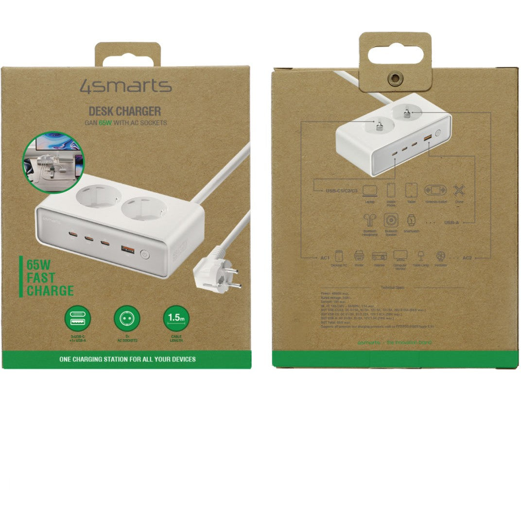 4smarts Desk Charger GaN 65W mit AC-Steckdosen