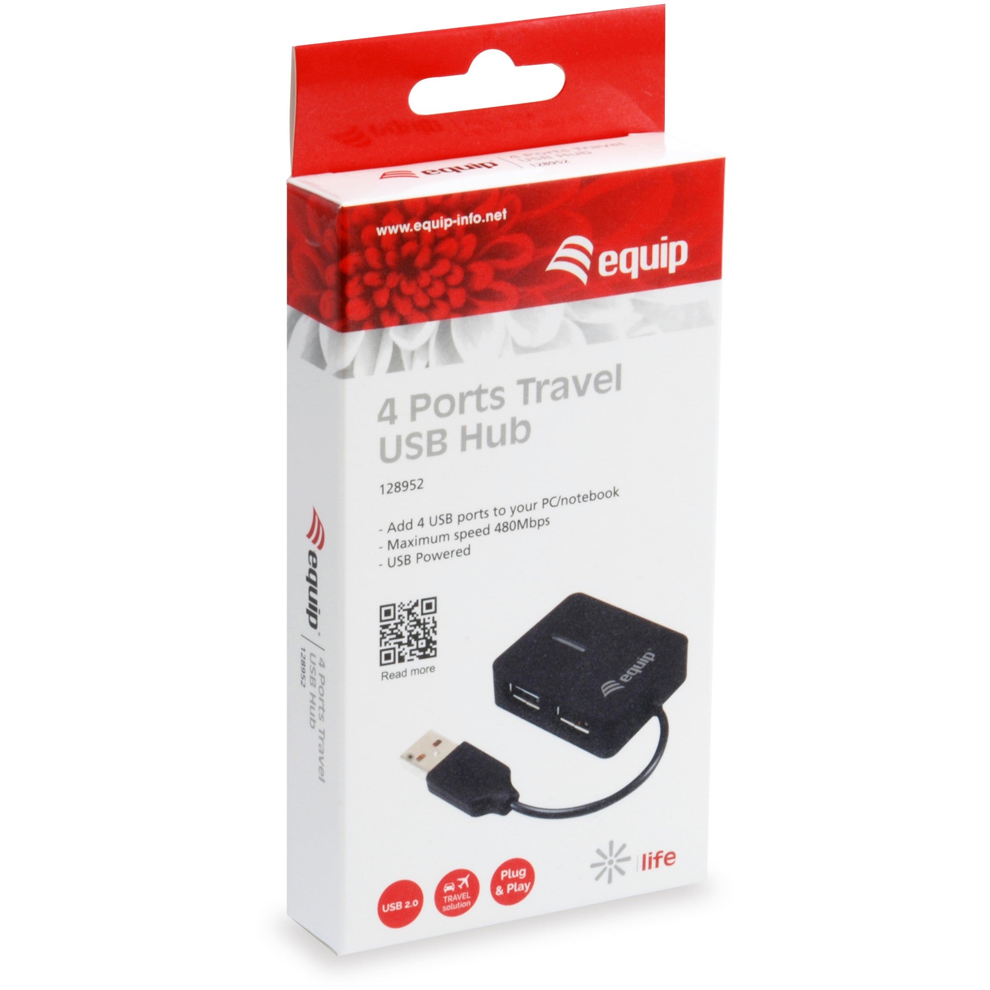 Equip USB-Hub 4-Port 2.0 ->4x2.0 480Mbps o.Netzteil sw