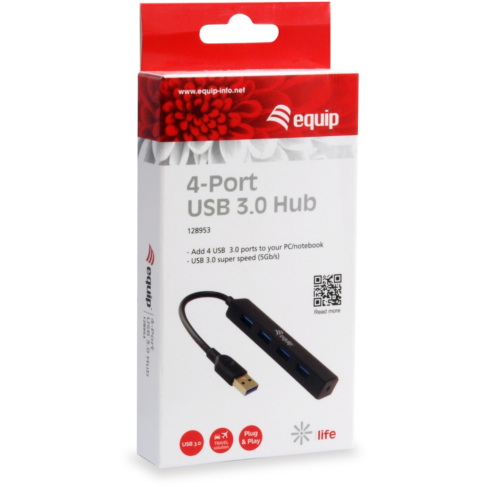 Equip USB-Hub 4-Port 3.0 ->4x3.0 5Gbps o.Netzteil sw
