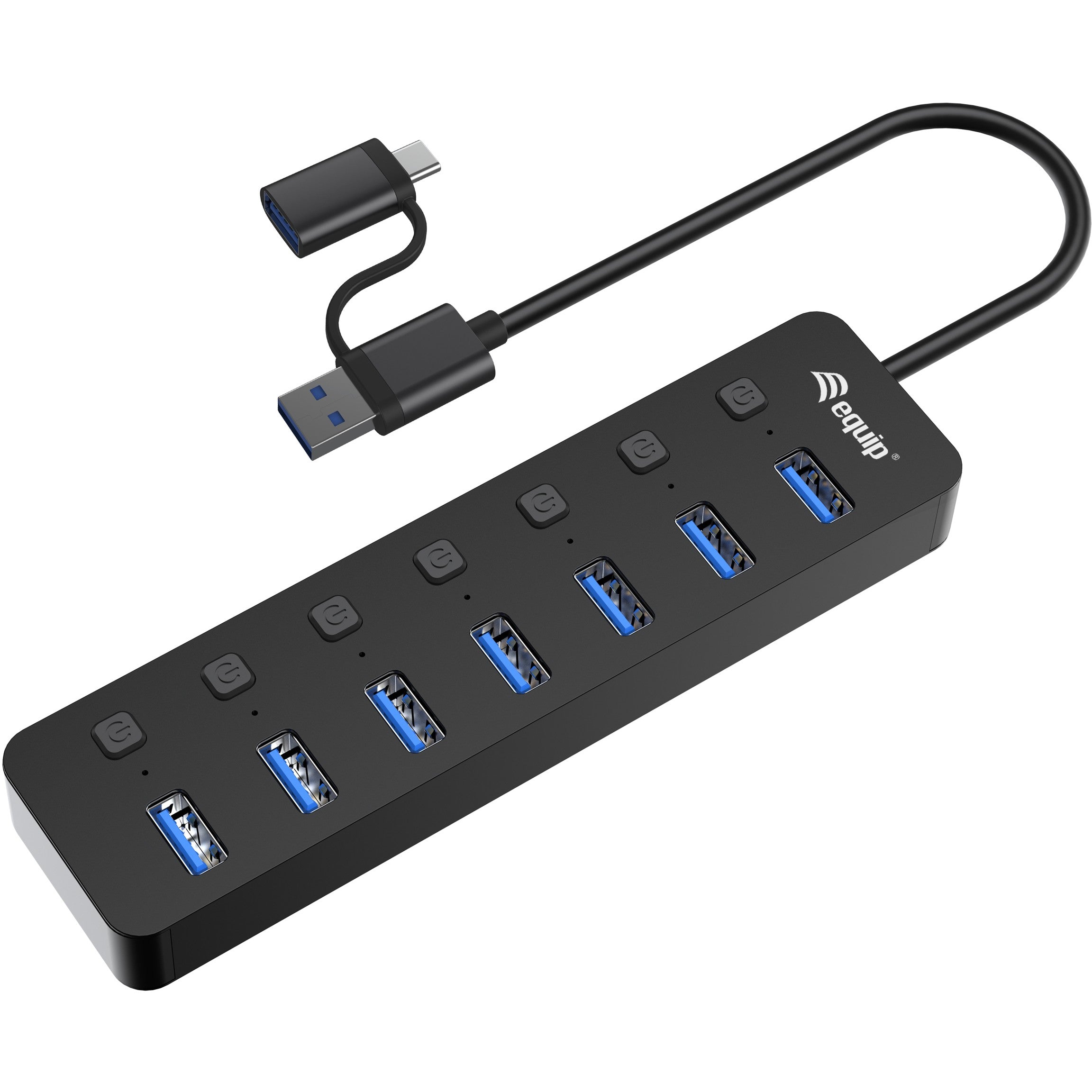 Equip USB-Hub 7-Port 3.2 ->7x3.2 5Gbps m.Netzteil sw