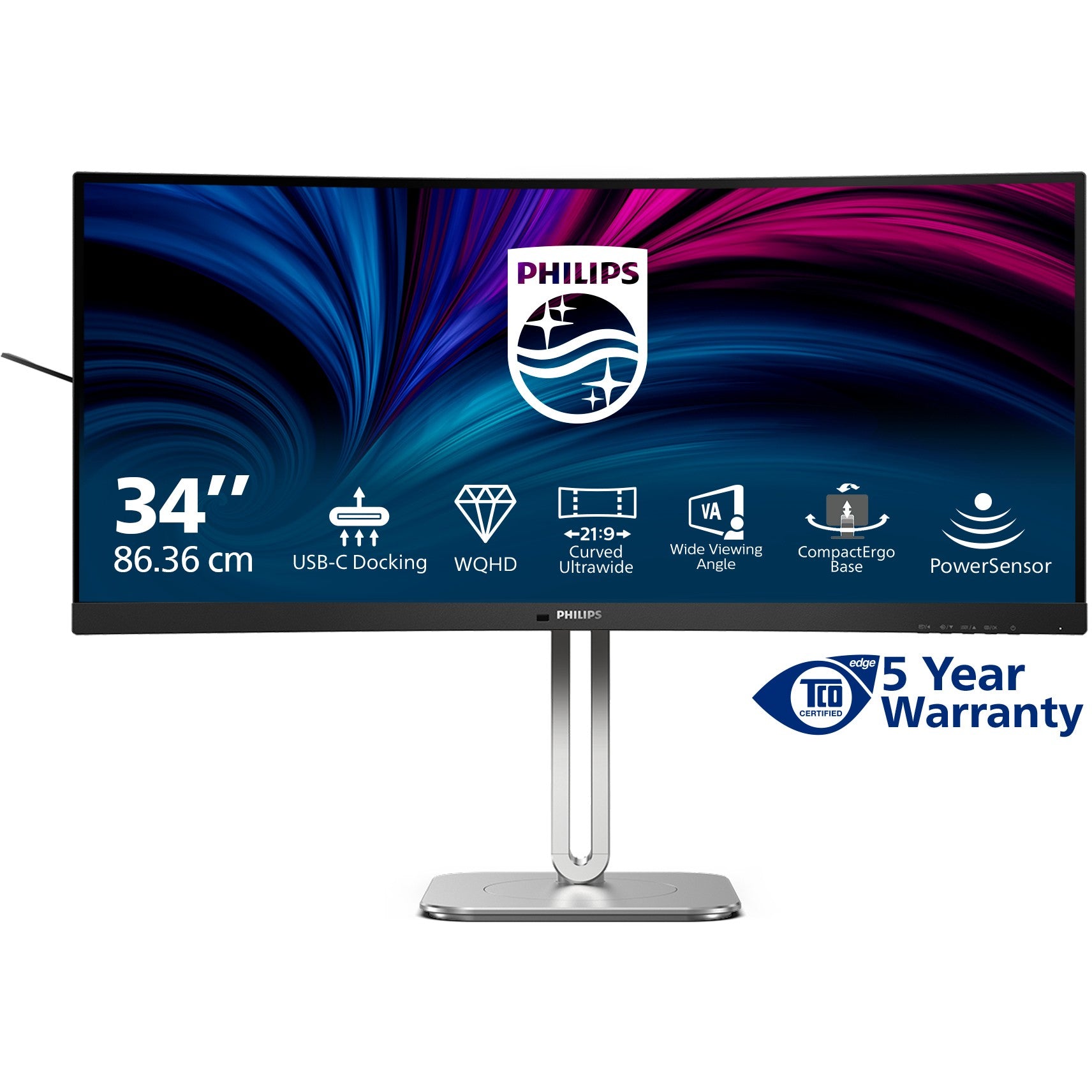 Philips 86.4cm (34.0") 34B2U5600C 21:09 HDMI+DP+USB-C grey