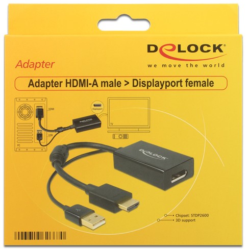 DELOCK Adapterkabel HDMI-A Stecker > Displayport 1.2 Buchse schwarz