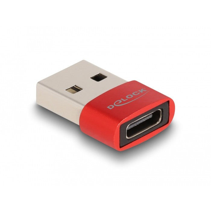 DELOCK USB2.0 Adapter USB Typ-A Stecker zu USB Type-C Bu rot
