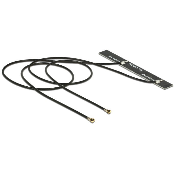 DELOCK WLAN Doppelantenne 2 x MHF IV / HSC MXHP32 kompatibler Stecker 802.11 ac/a/h/b/g/n 5 dBi 250mm PCB intern Klebemontage