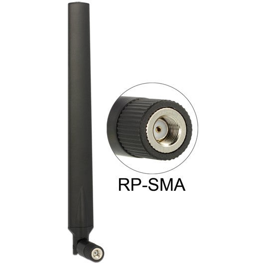 DELOCK Antenne WLAN RP-SMA 802.11 ac/a/h/b/g/n 4 - 7 dBi omni Gelenk schwarz rotateable version