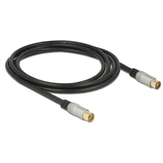 DELOCK Kabel IEC Stecker > IEC Buchse RG-6/U quad shield 2m Premium schwarz