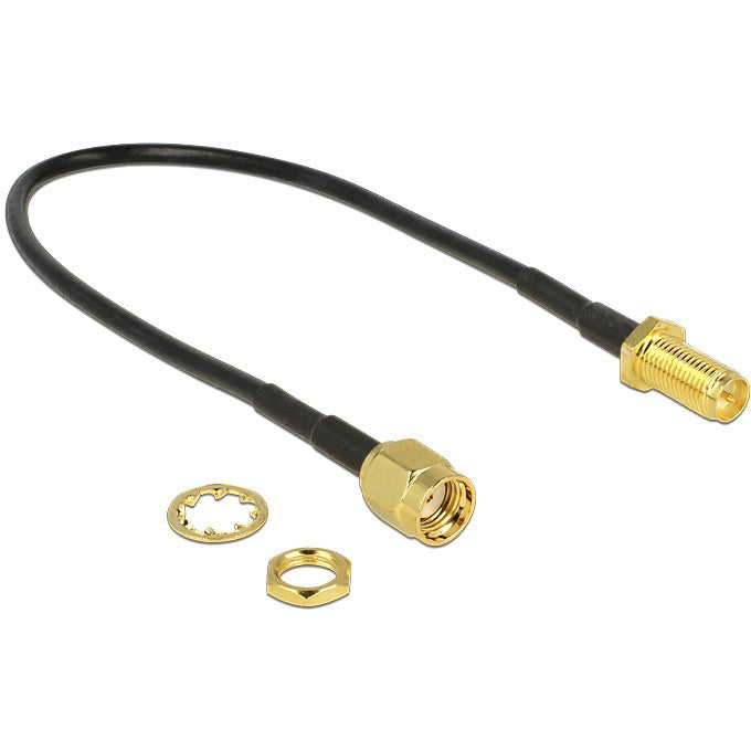 DELOCK HF RP-SMA Stecker > RP-SMA Buchse zum Einbau 200mm