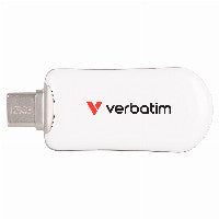 Verbatim Plectra White USB-C Flash Drive USB-Sticks – 128 GB, USB Typ-C, Lesegeschwindigkeit bis zu 100 MB/s, Schreibgeschwindigkeit 25 MB/s, 30229
