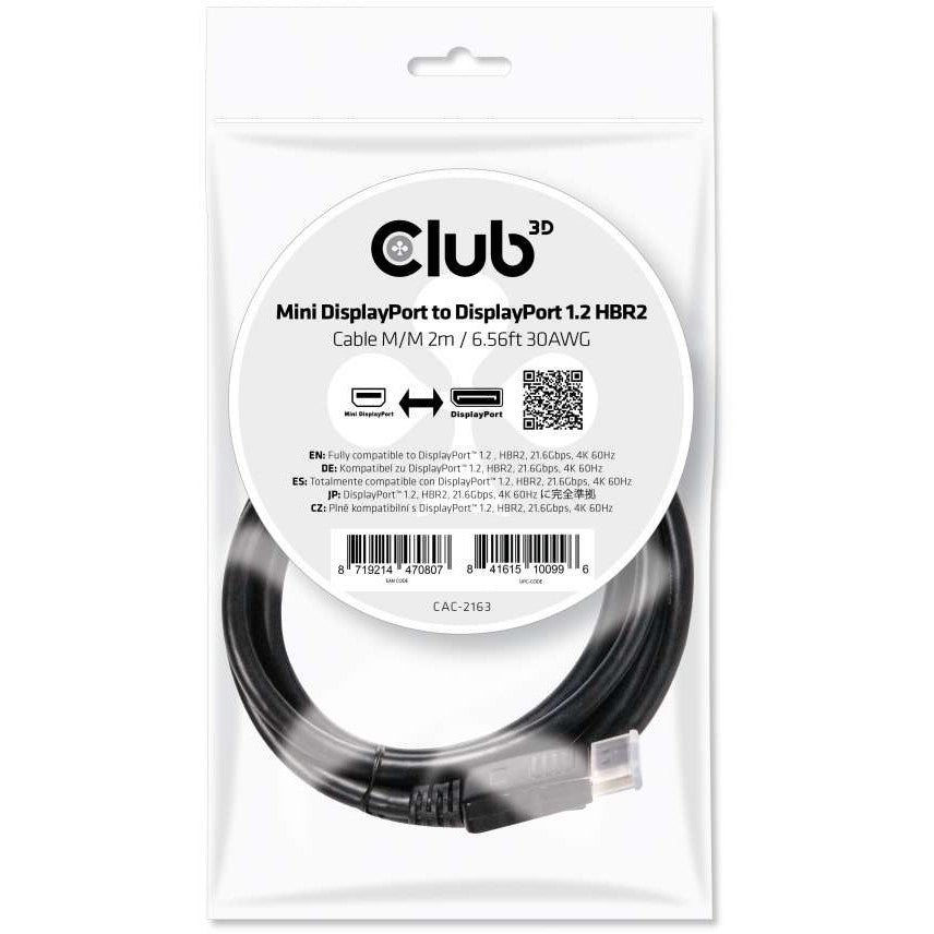 Club3D Kabel MiniDP 1.2 <-> DP 1.2 2m 4K60Hz St/St Polybeutel