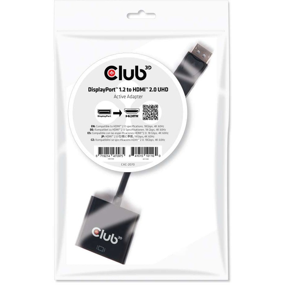 Club3D Adapter DisplayPort > HDMI 2.0 3D 4K60Hz aktiv St/Bu Polybeutel