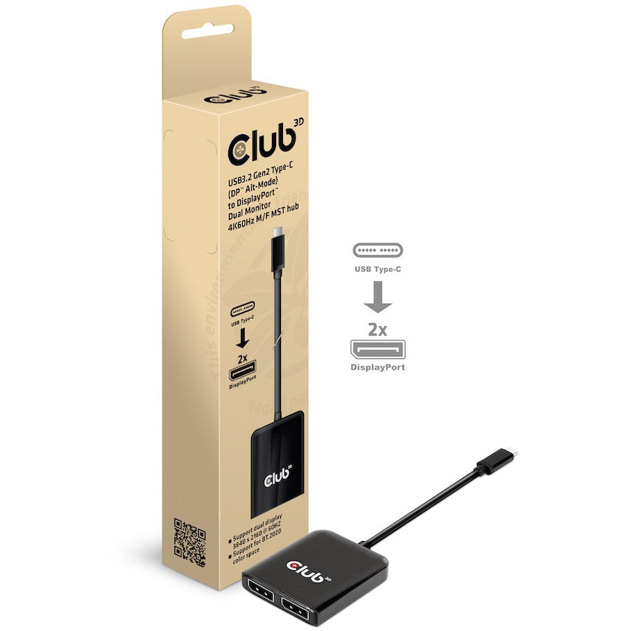 Club3D MST-Hub USB 3.2 Typ C > 2x DP 4K60Hz St/Bu