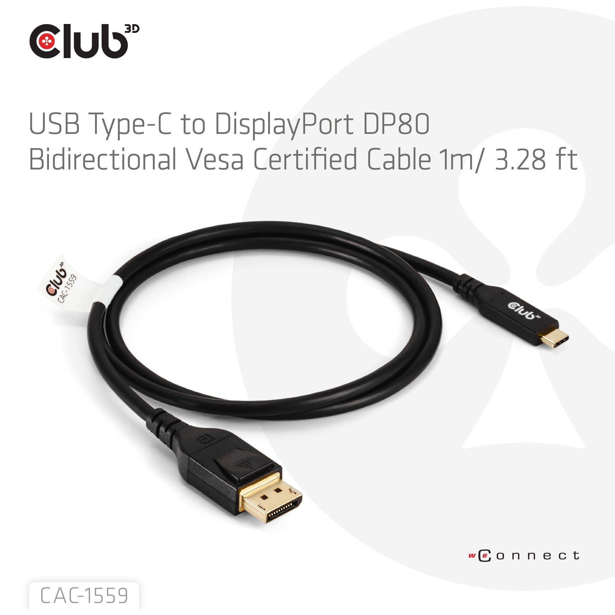 Club3D Kabel USB Typ C <-> DP 2.1 1m 10K60Hz St/St