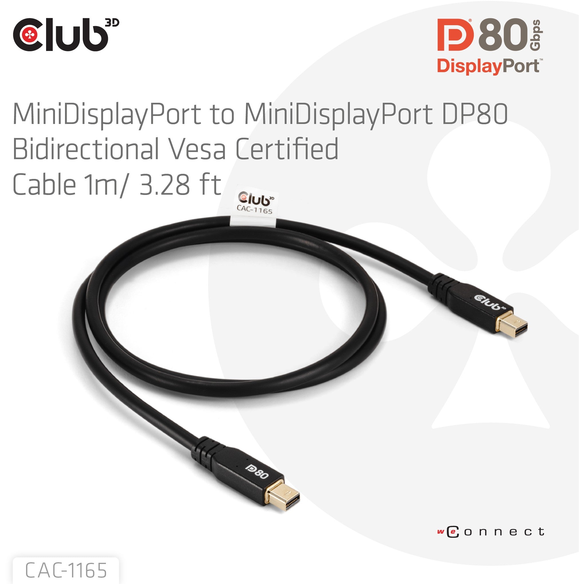 Club3D Kabel MiniDP 2.1 <-> MiniDP 2.1 1m 10K60Hz St/St retail