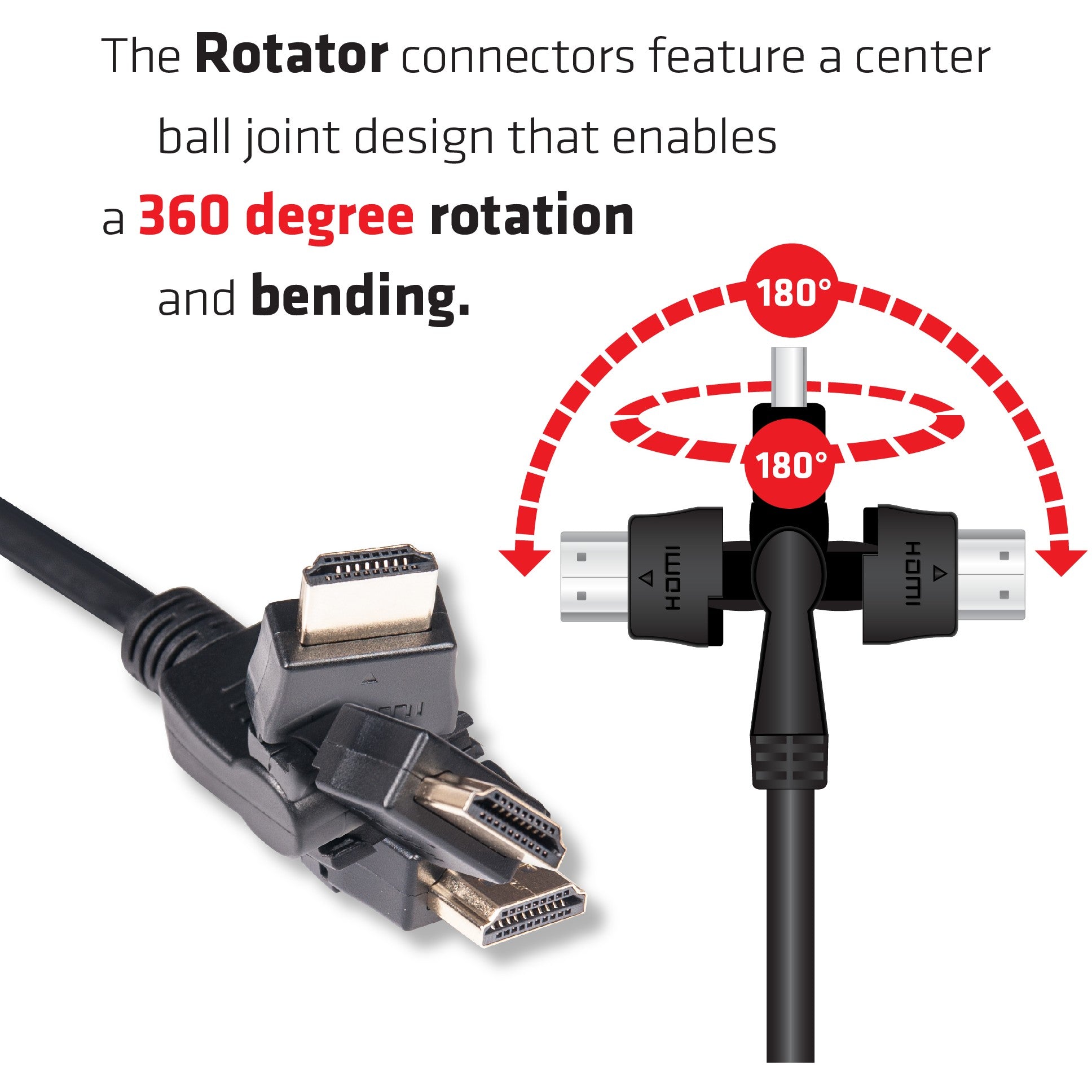 Club3D HDMI-Kabel A -> A 2.0 360° Drehbar 4K60Hz UHD 2 Meter retail