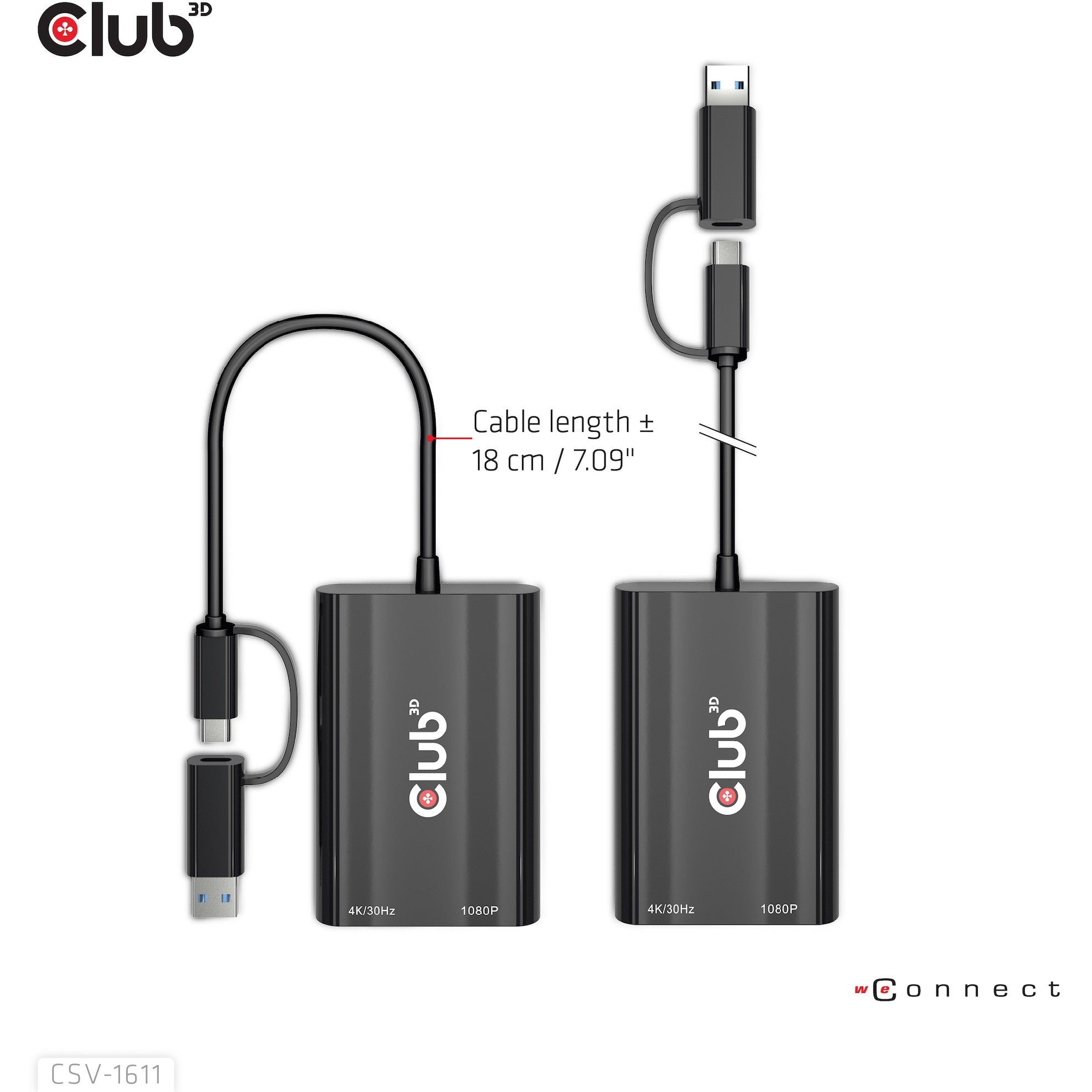 Club3D Adapter USB Typ C/A > HDMI / VGA St/Bu