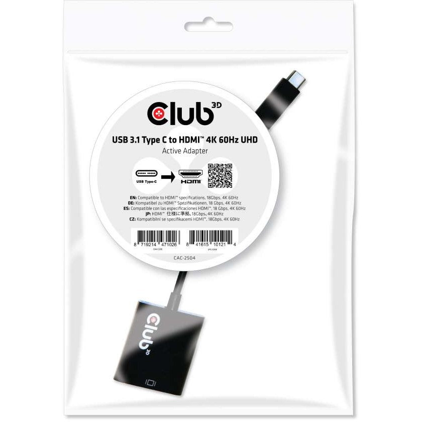 Club3D Adapter USB 3.1 Typ C > HDMI 2.0 UHD HDR aktiv St/Bu