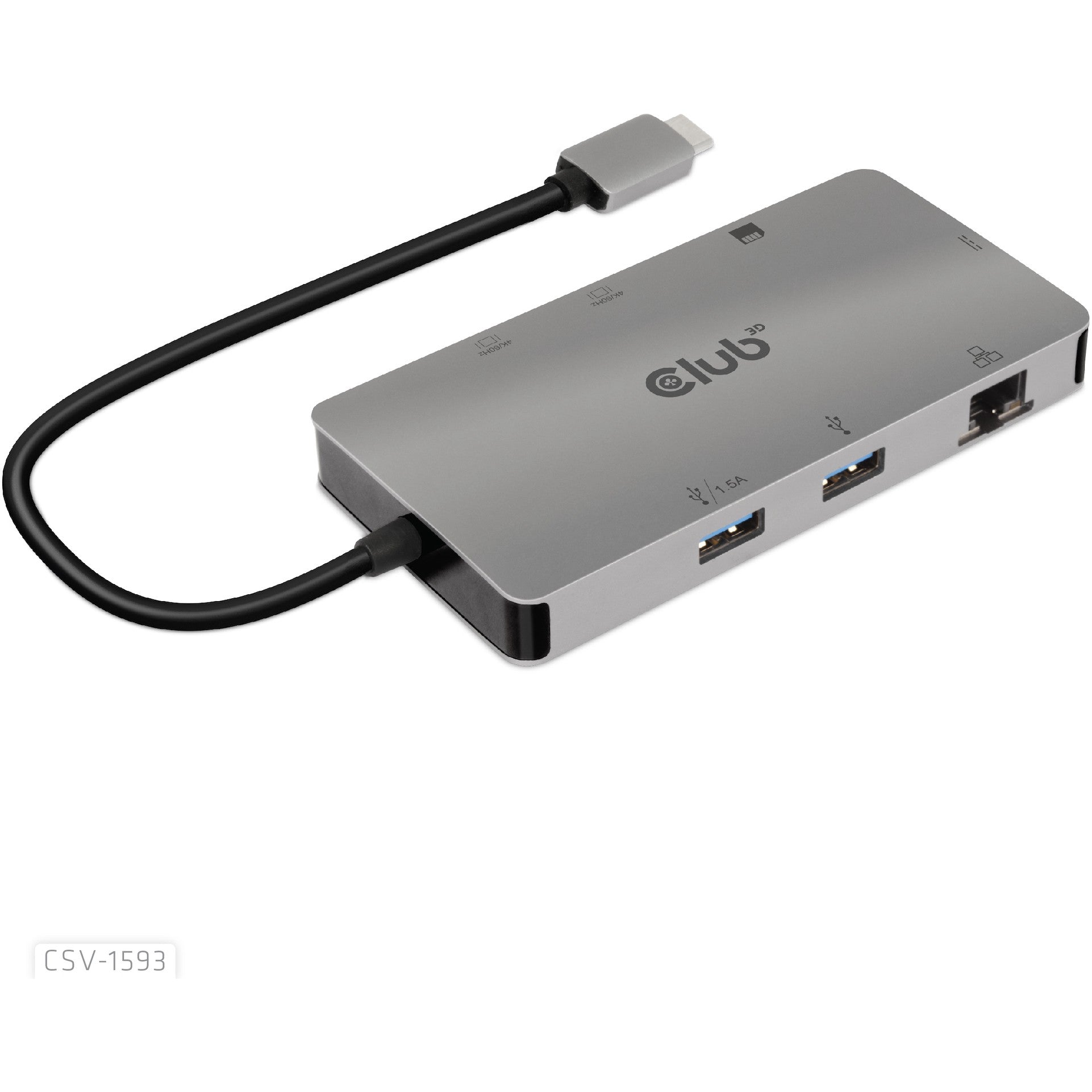 Club3D USB-C 8in1-HUB >2xHDMI/2xUSB/USB-C/LAN 4K60Hz PD100W