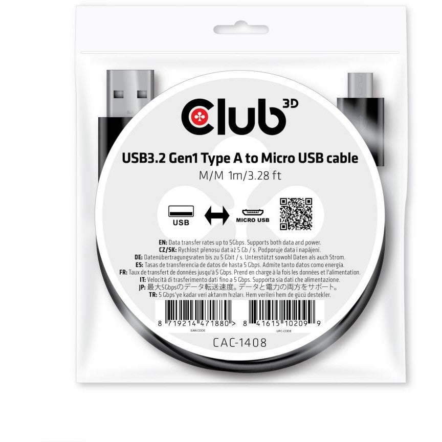 Club3D Kabel USB 3.2 Typ A > Micro USB 1m St/St