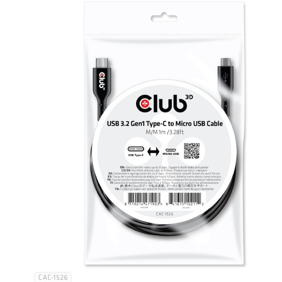 Club3D Kabel USB 3.2 Typ C <> Micro USB 1m St/St