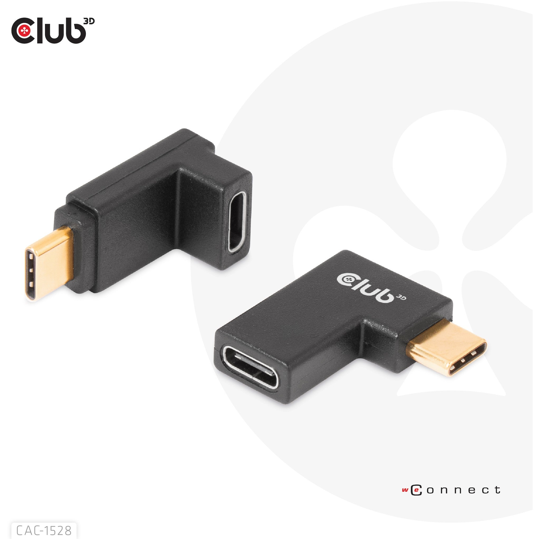 Club3D Adapter USB 3.2 Typ C <> USB 3.2 Typ C gewinkelt St/Bu