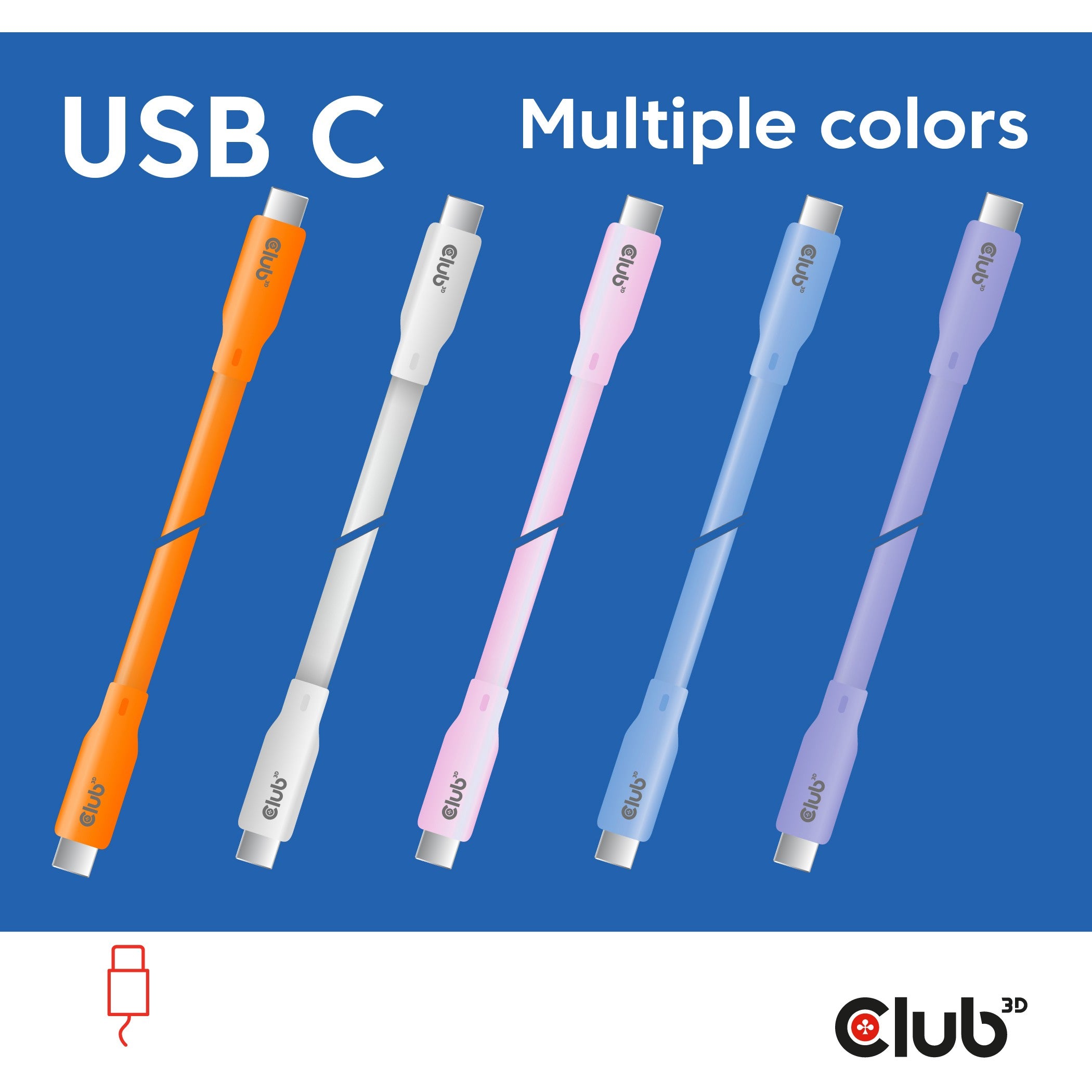 Club3D Lifestyle USB-C Kabel PD 240W.20Gbps 2m lila St/St