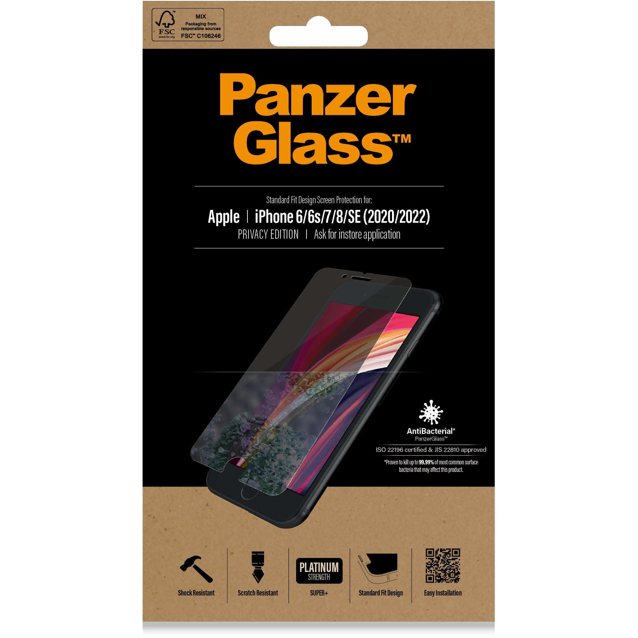 *Project only* PanzerGlass Privacy f. iPhone 6/7/8/SE 2020/22