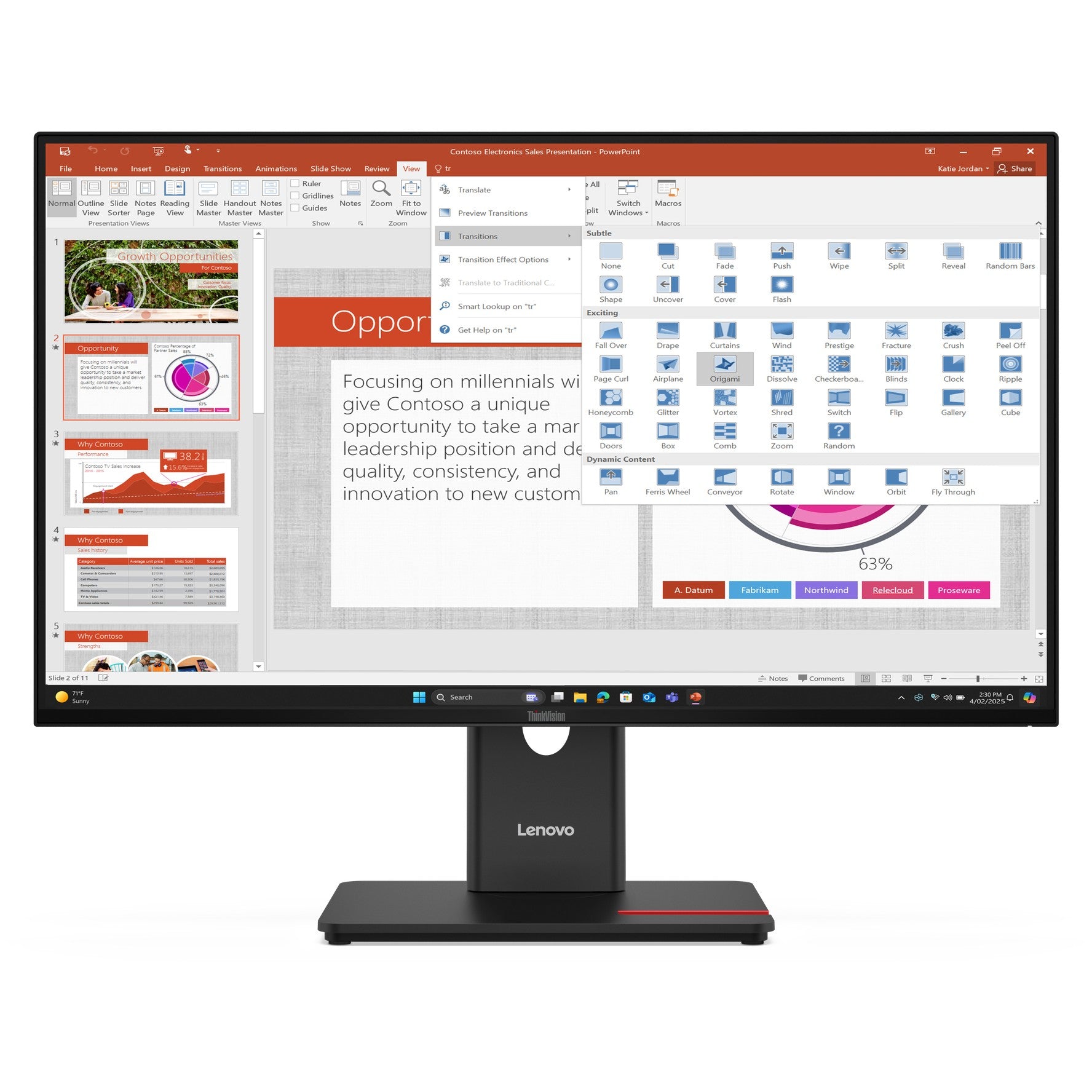 LENOVO ThinkVision T27-40 68.58cm 27Zoll IPS 16:9 1920x1080 300cd/m2 1500:1 HDMI DP VGA USB TopSeller