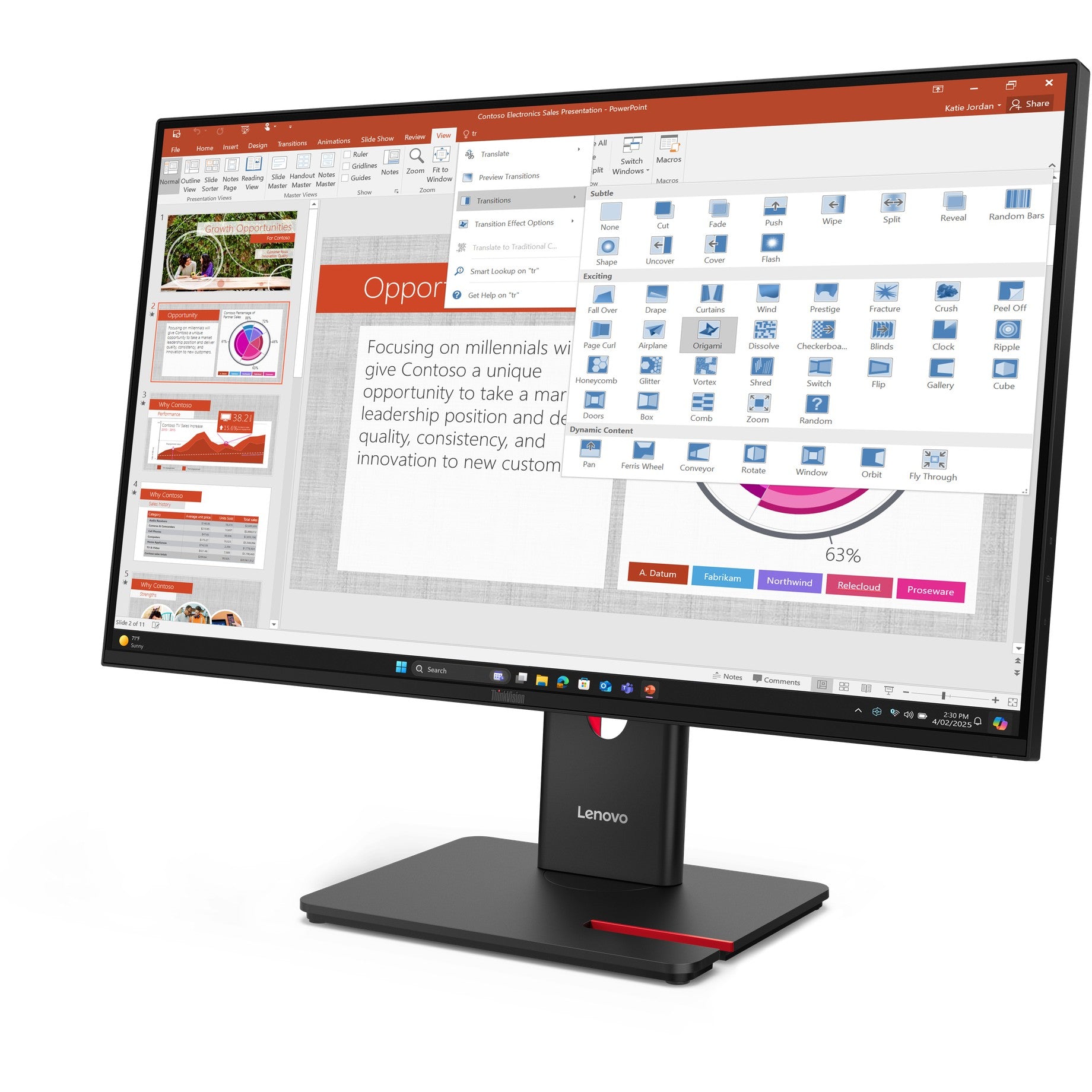 LENOVO ThinkVision T27-40 68.58cm 27Zoll IPS 16:9 1920x1080 300cd/m2 1500:1 HDMI DP VGA USB TopSeller